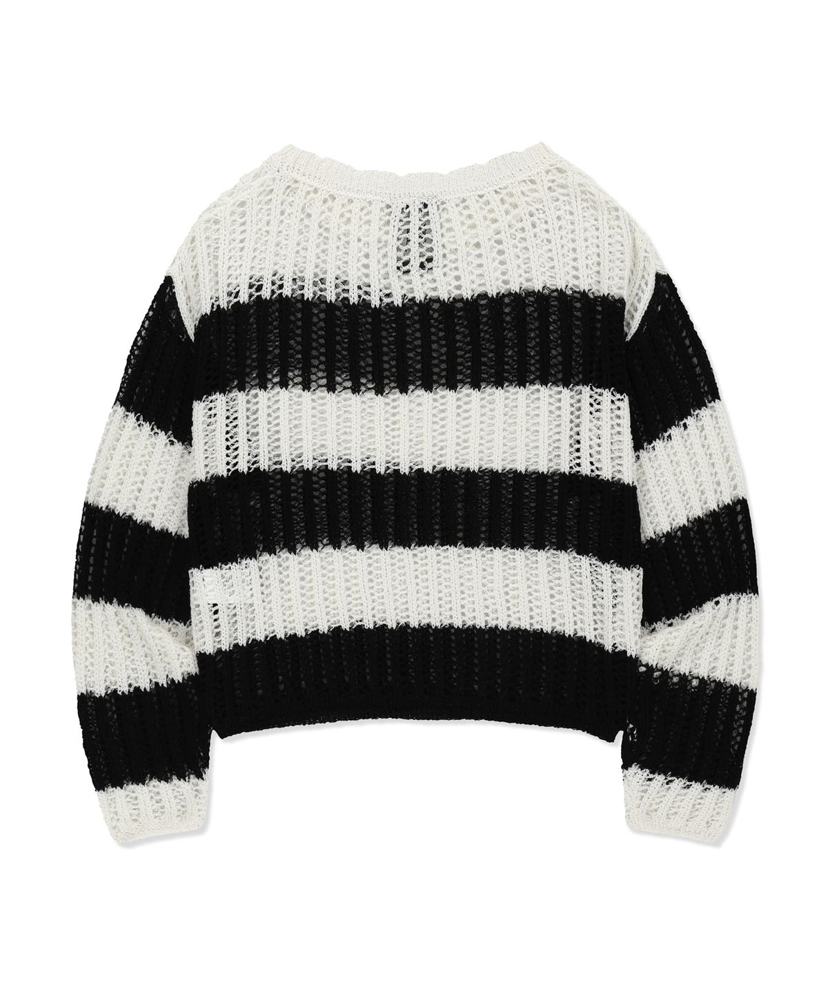 브라운브레스(BROWNBREATH) W STRIPE NET KNIT - BLACK