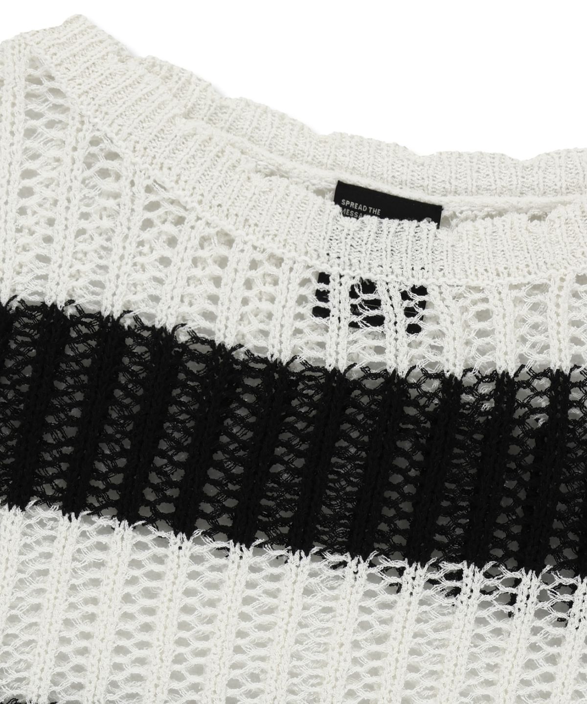 브라운브레스(BROWNBREATH) W STRIPE NET KNIT - BLACK