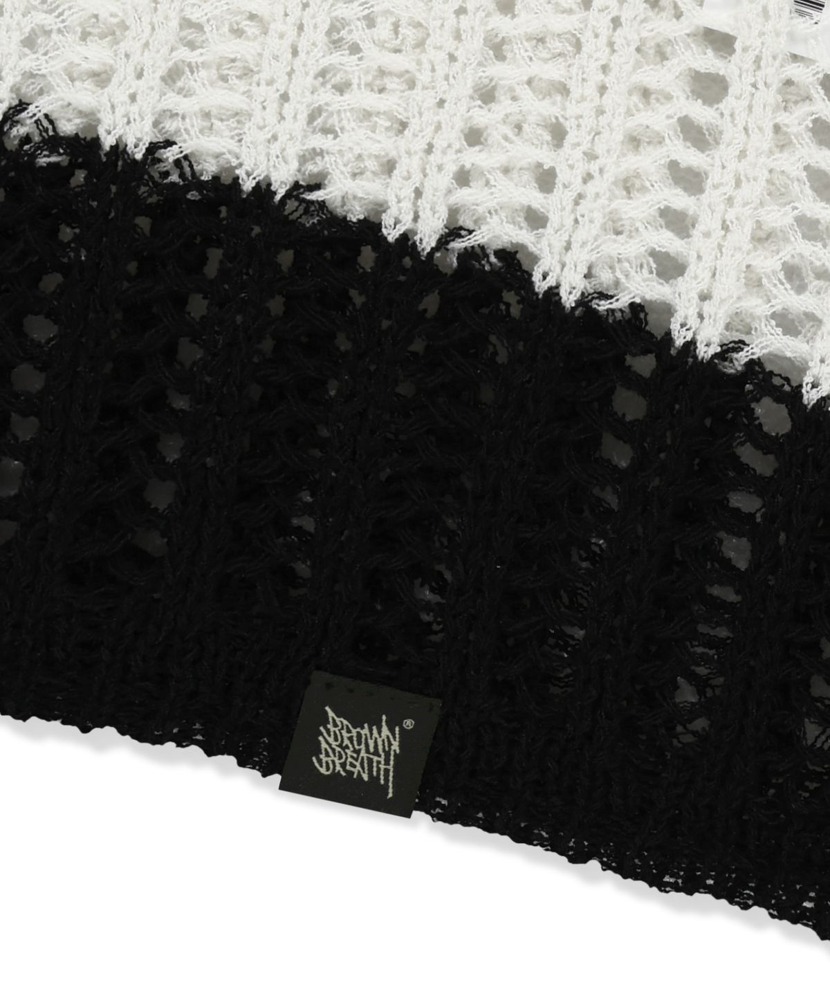 브라운브레스(BROWNBREATH) W STRIPE NET KNIT - BLACK