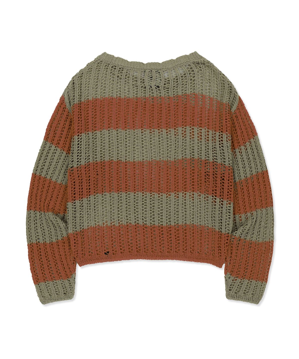 브라운브레스(BROWNBREATH) W STRIPE NET KNIT - RED ORANGE