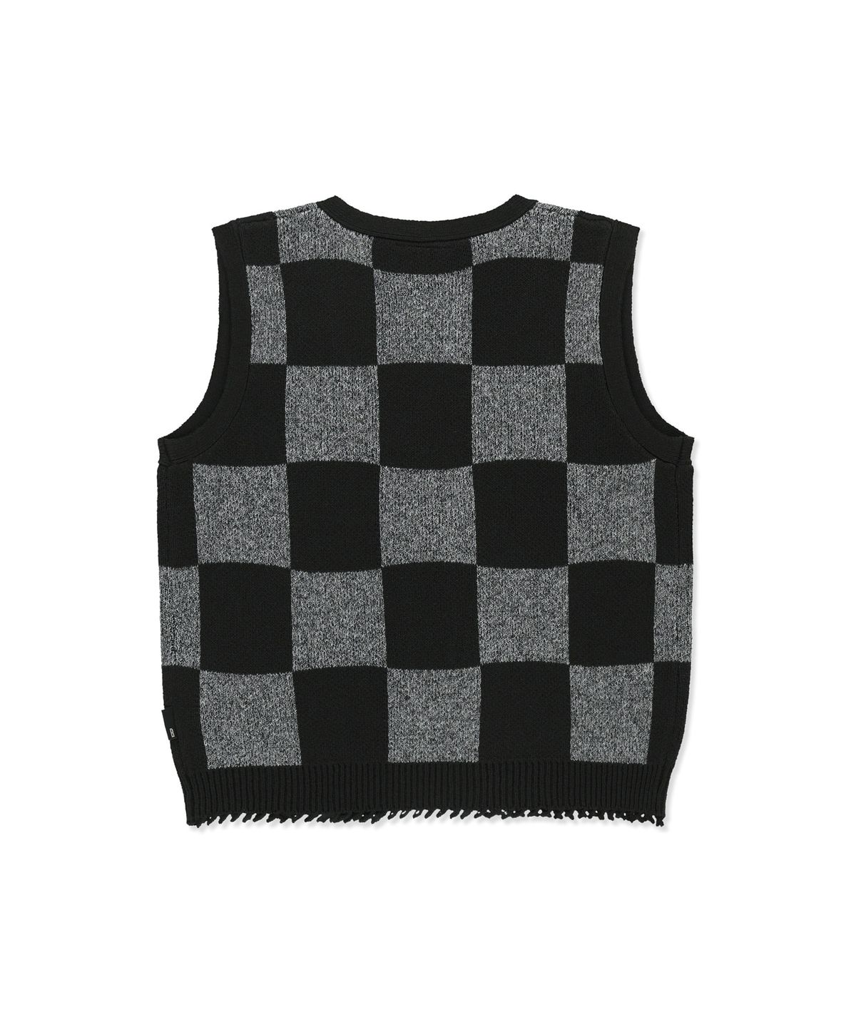 브라운브레스(BROWNBREATH) W TAG CHECK CROCHET VEST - BLACK