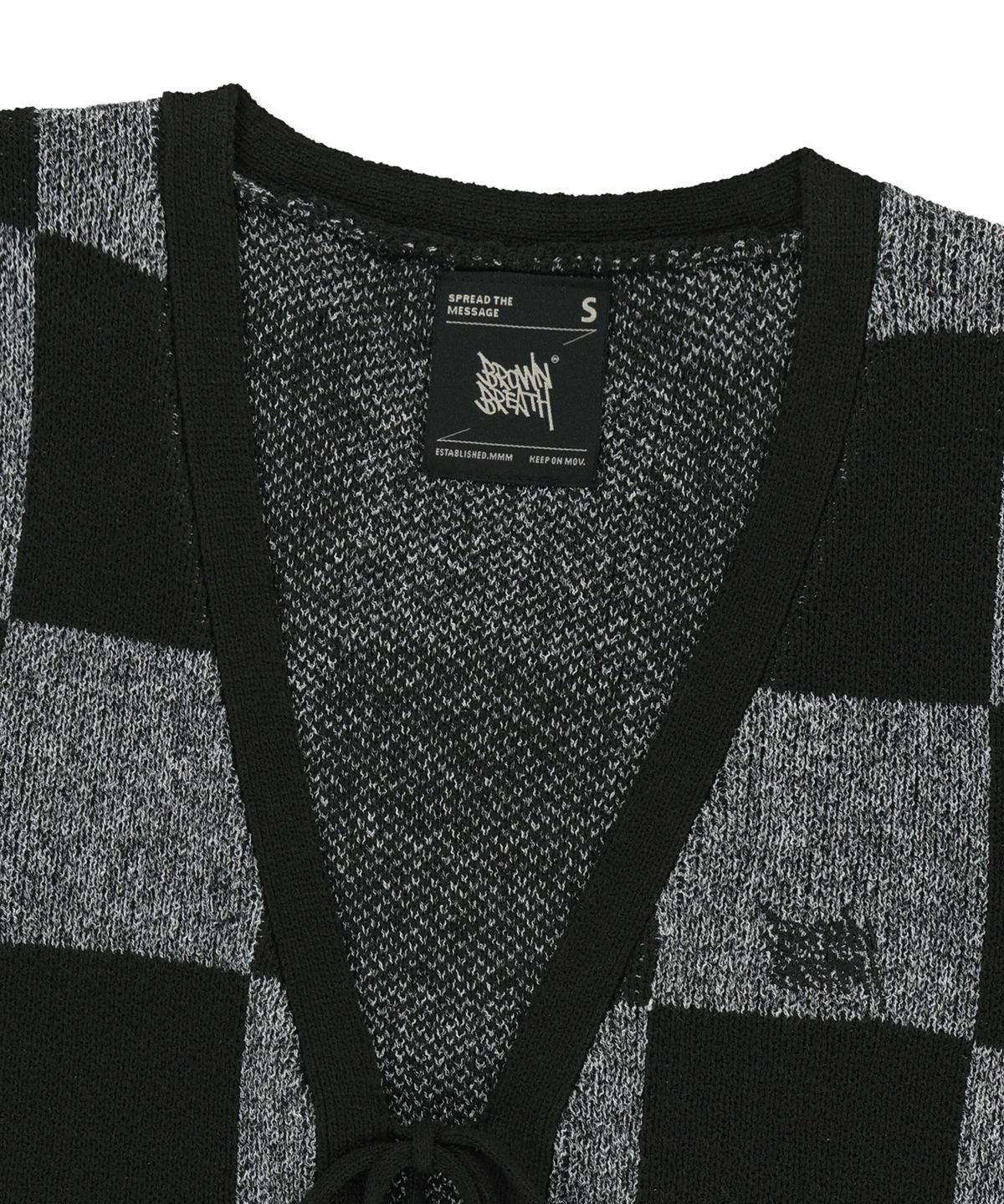 브라운브레스(BROWNBREATH) W TAG CHECK CROCHET VEST - BLACK