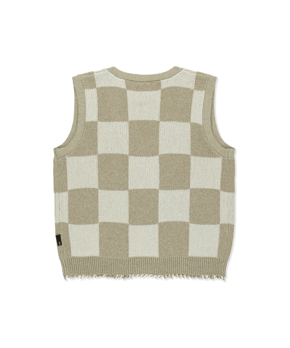 브라운브레스(BROWNBREATH) W TAG CHECK CROCHET VEST - BEIGE