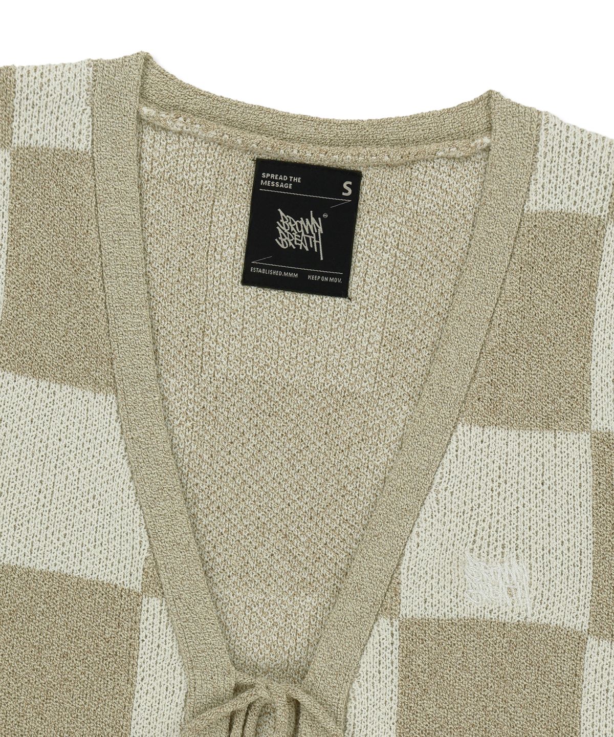 브라운브레스(BROWNBREATH) W TAG CHECK CROCHET VEST - BEIGE