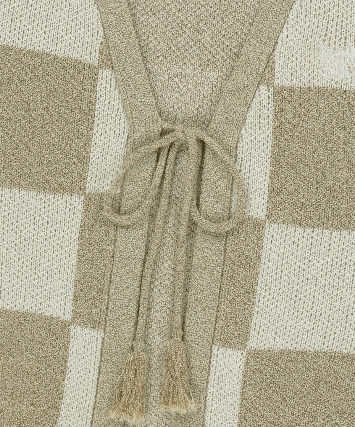 브라운브레스(BROWNBREATH) W TAG CHECK CROCHET VEST - BEIGE