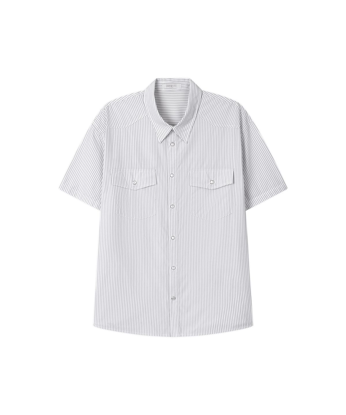 드로우핏(DRAW FIT) 세이건 스트라이프 하프 웨스턴 셔츠 [WHITE]