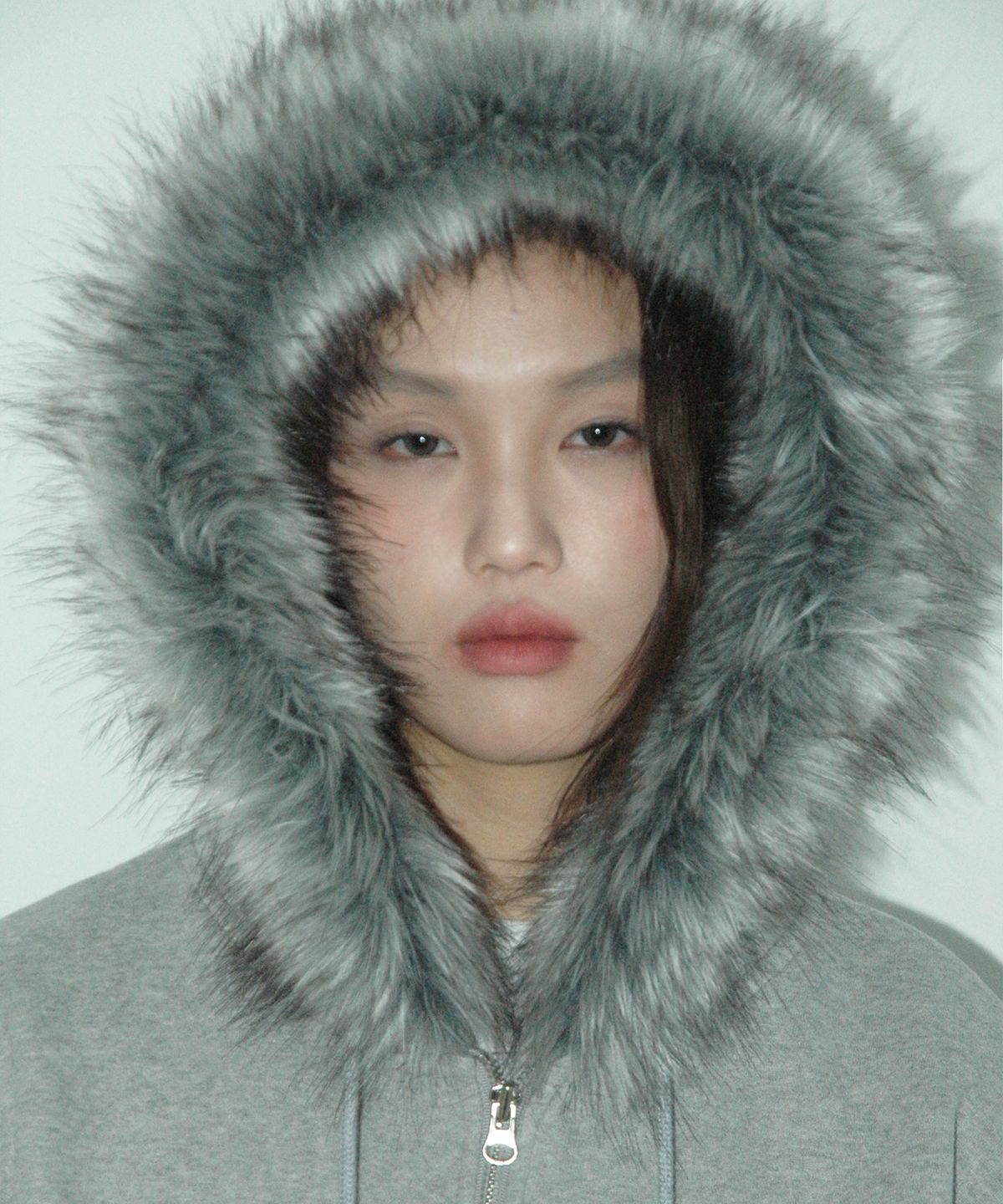 애프터썸머(AFTERSUMMER) fur zip hoodie (grey)