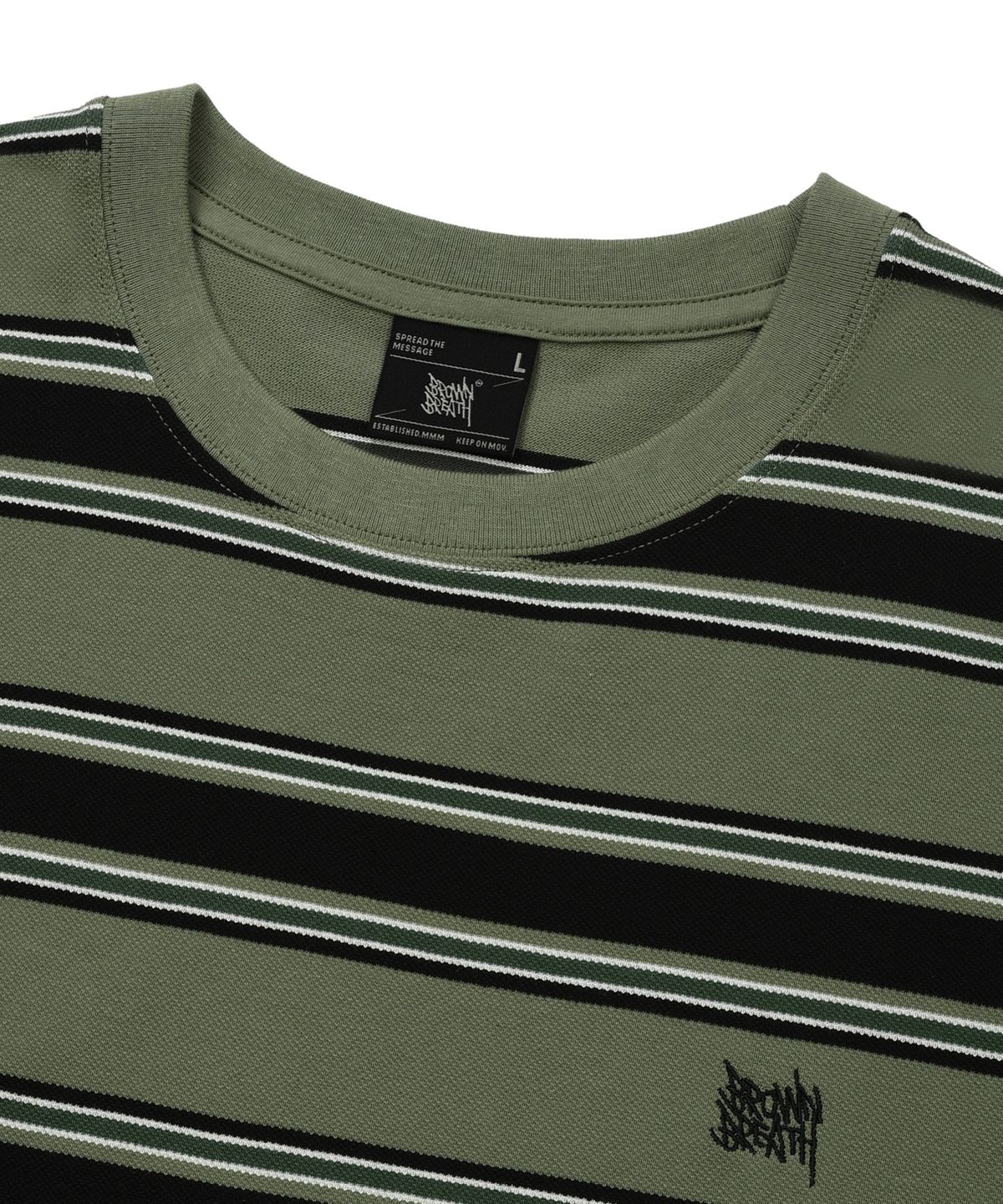 브라운브레스(BROWNBREATH) TAG PIQUE STRIPE TEE - KHAKI - 사이즈 & 후기 | 무신사