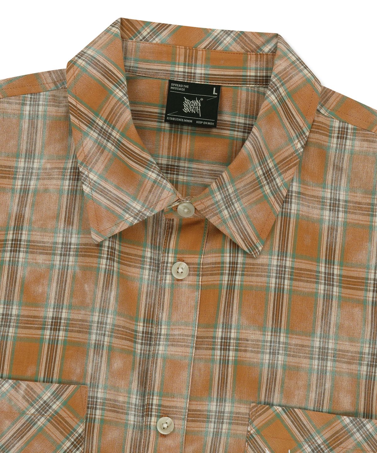 브라운브레스(BROWNBREATH) CHECK TAG SHIRTS - ORANGE