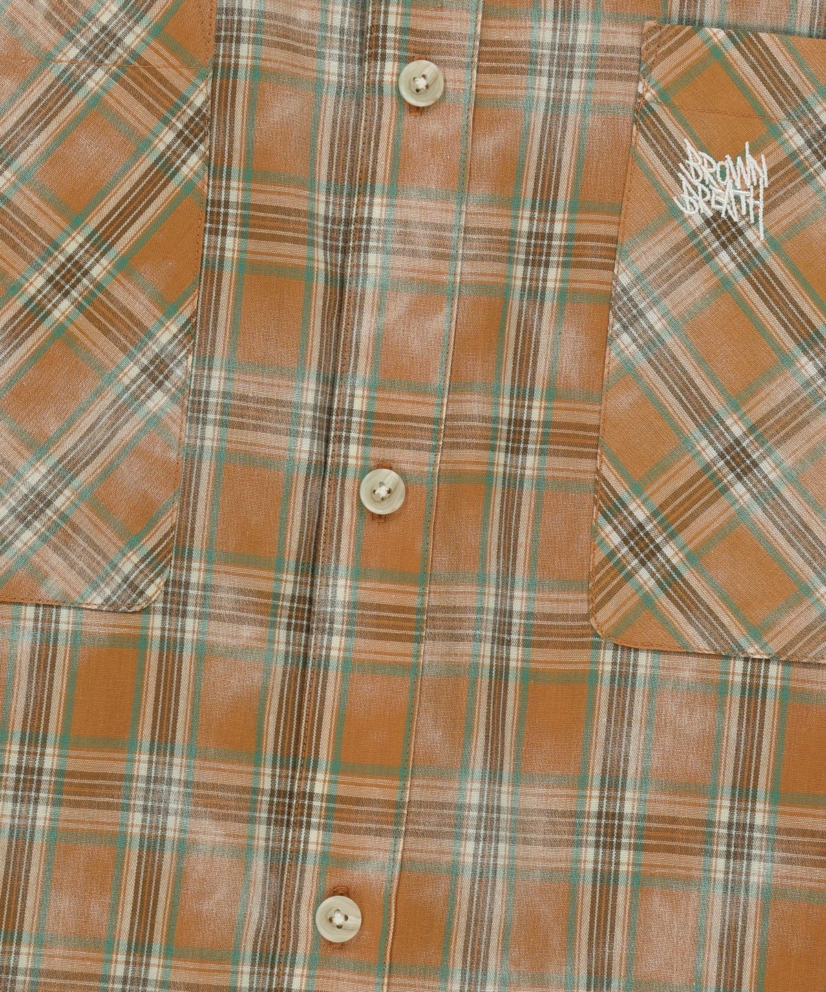 브라운브레스(BROWNBREATH) CHECK TAG SHIRTS - ORANGE