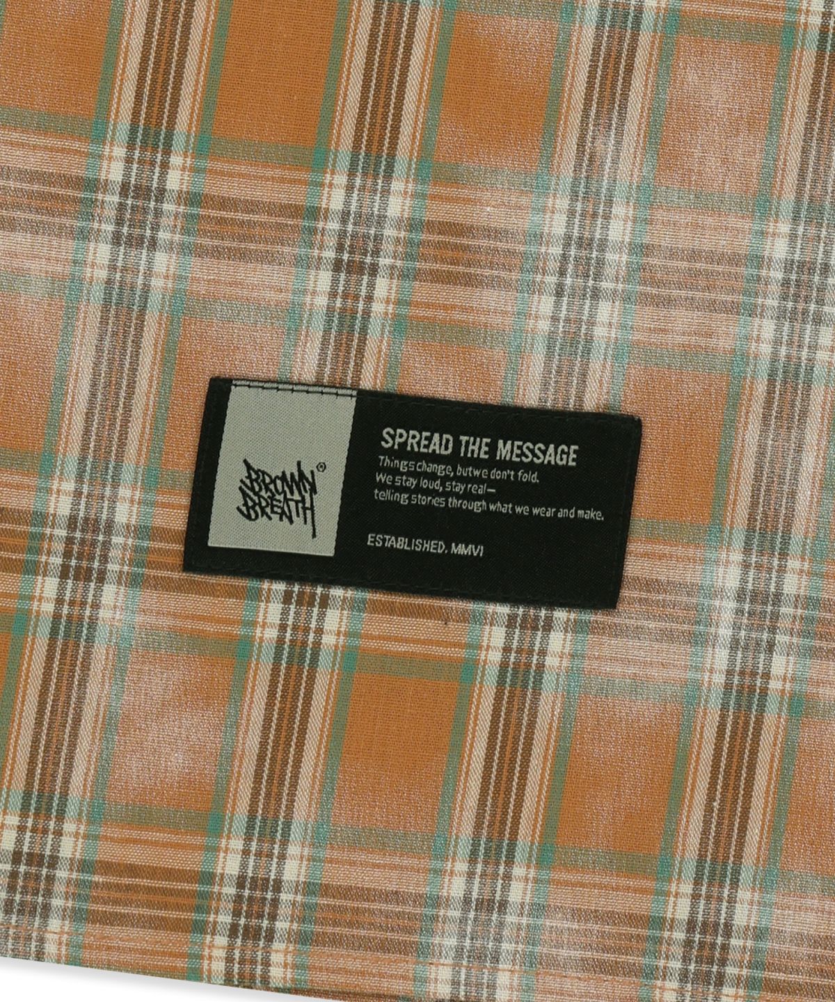 브라운브레스(BROWNBREATH) CHECK TAG SHIRTS - ORANGE