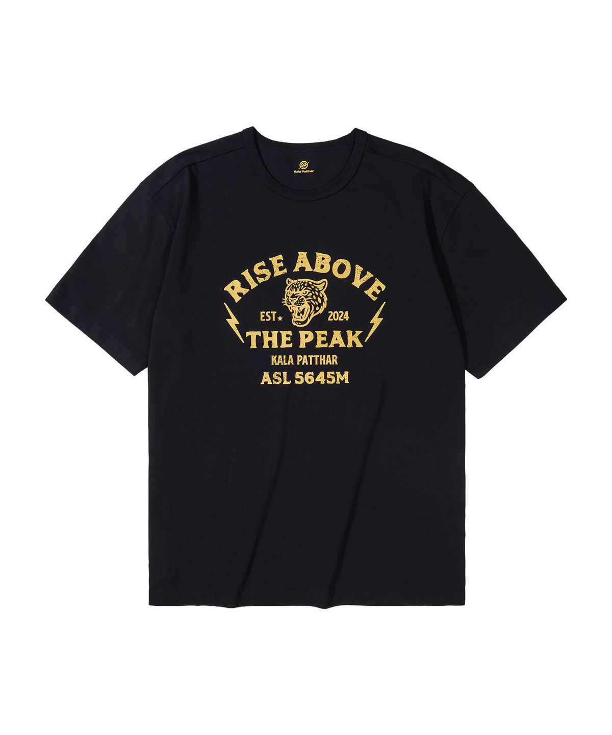 칼라파타르(KALAPATTHAR) KP SLOGAN TIGER GRAPHIC SHORT-SLEEVED T-SHIRT - BLACK
