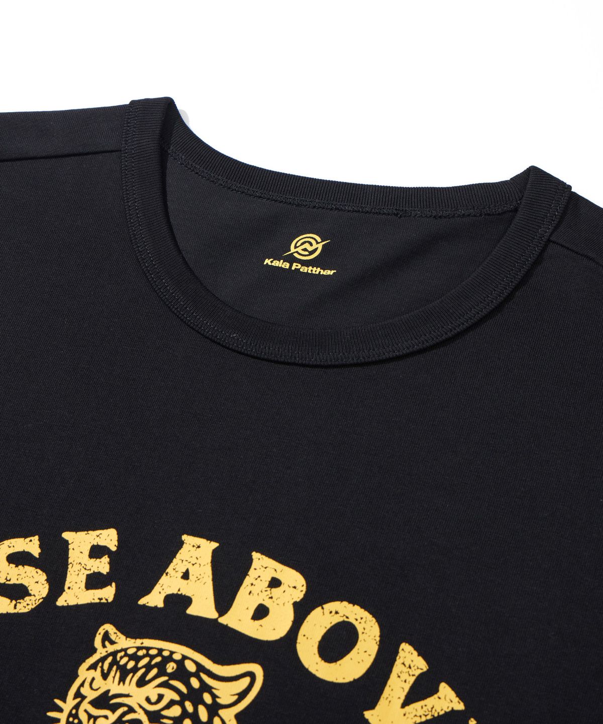 칼라파타르(KALAPATTHAR) KP SLOGAN TIGER GRAPHIC SHORT-SLEEVED T-SHIRT - BLACK