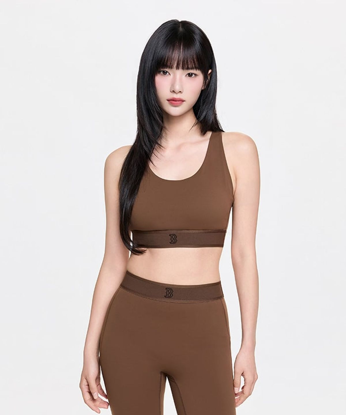 엠엘비(MLB) 여성 베이직 밴드 로고포인트 크롭탑 BOS (Neon Brown)