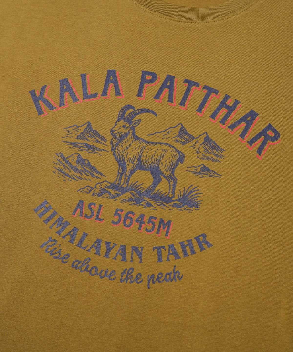 칼라파타르(KALAPATTHAR) VINTAGE KP DEER GRAPHIC SHORT-SLEEVED T-SHIRT - LIGHT KHAKI