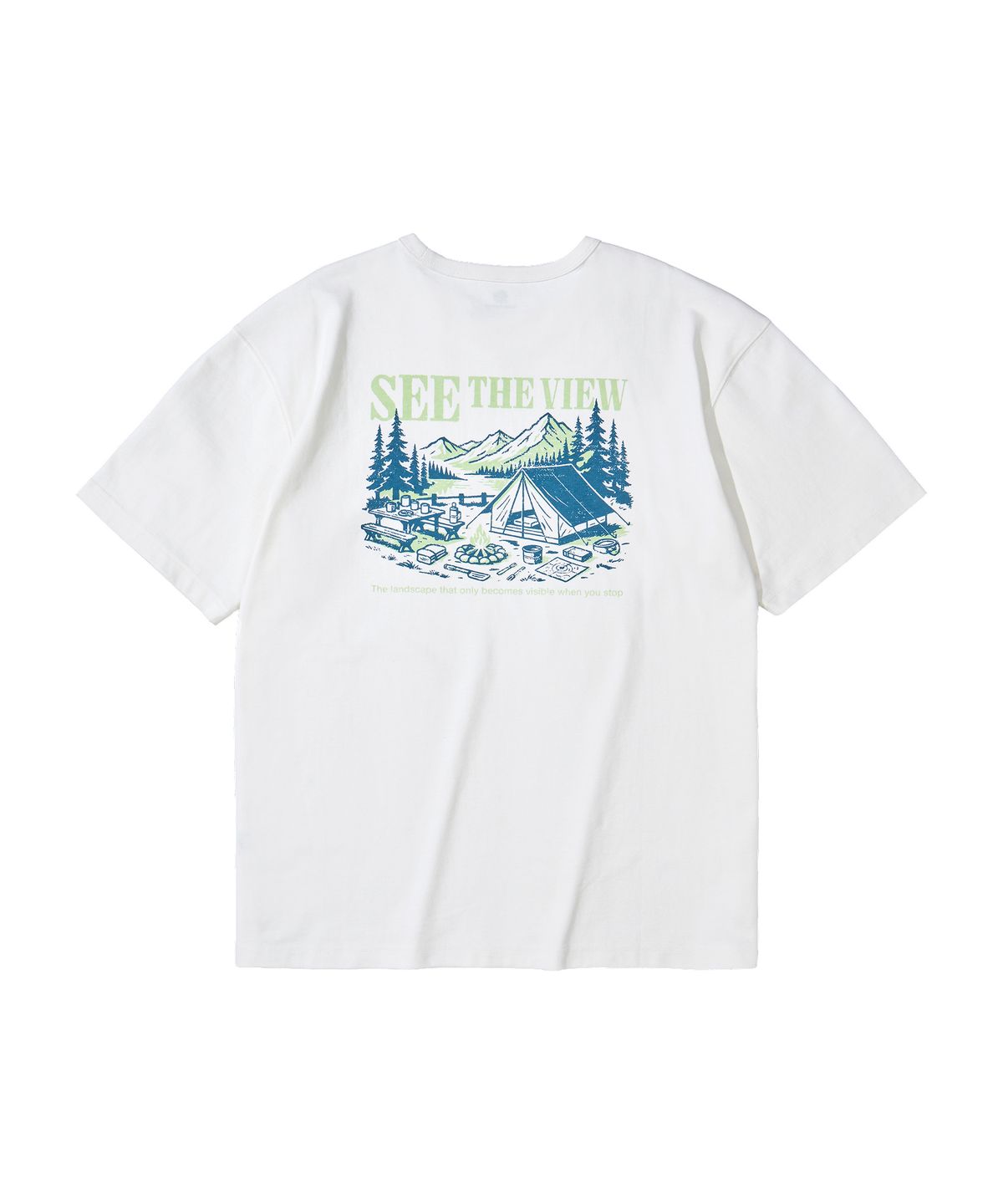 칼라파타르(KALAPATTHAR) BACK CAMPING GRAPHIC SHORT-SLEEVED T-SHIRT - WHITE