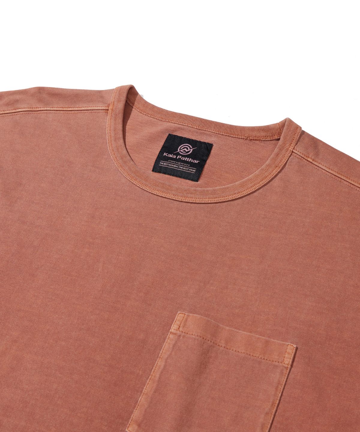 칼라파타르(KALAPATTHAR) VINTAGE COW GRAPHIC SHORT-SLEEVED POCKET T-SHIRT - ORANGE