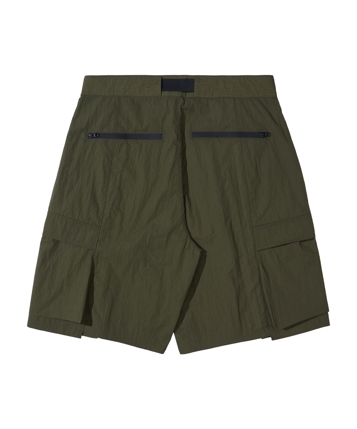 칼라파타르(KALAPATTHAR) NYLON RIPSTOP INCISION BELTED CARGO POCKET SHORTS - KHAKI