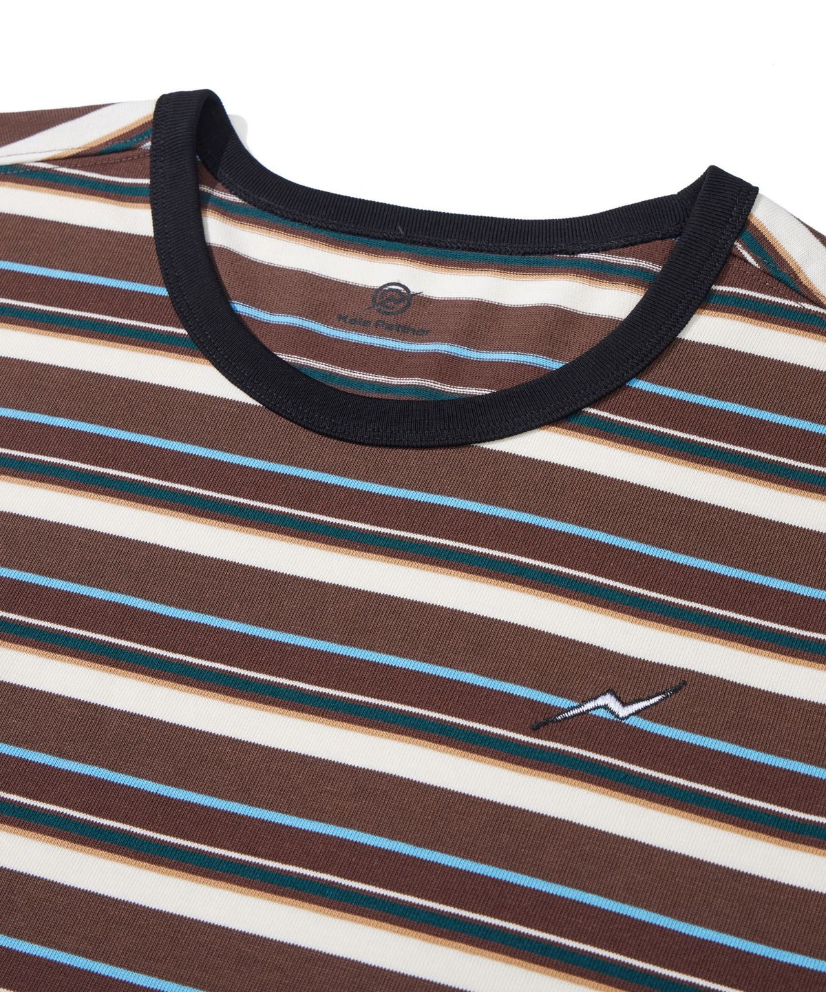 칼라파타르(KALAPATTHAR) KP LOGO STRIPE SHORT-SLEEVED T-SHIRT - BROWN