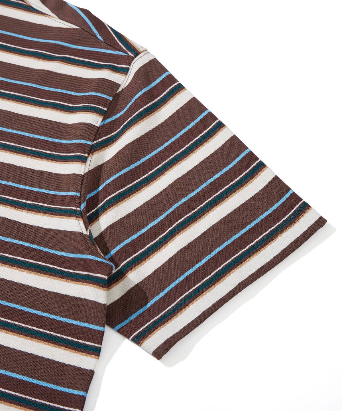 칼라파타르(KALAPATTHAR) KP LOGO STRIPE SHORT-SLEEVED T-SHIRT - BROWN