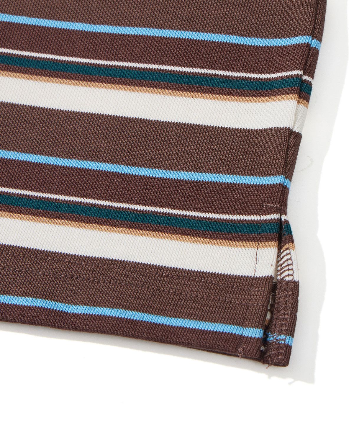 칼라파타르(KALAPATTHAR) KP LOGO STRIPE SHORT-SLEEVED T-SHIRT - BROWN