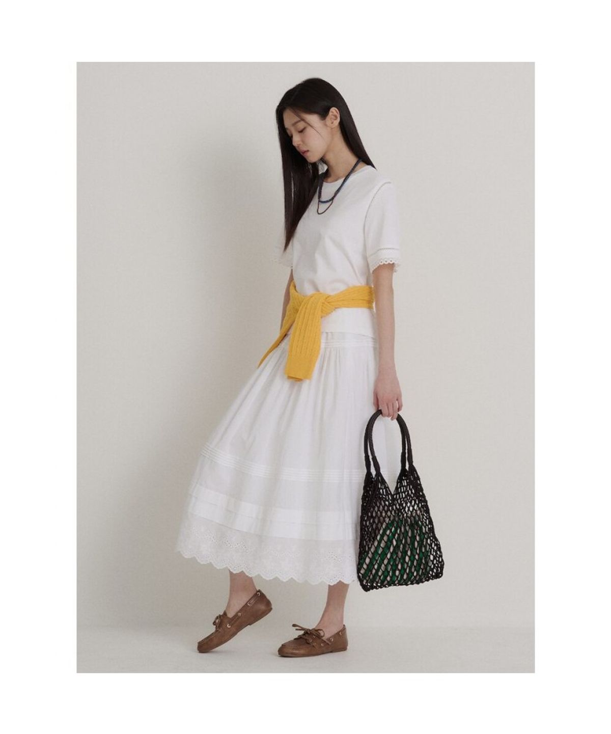 빈폴 레이디스(BEANPOLE LADIES) 화이트 맥시 스커트  화이트 (BF6327C261)