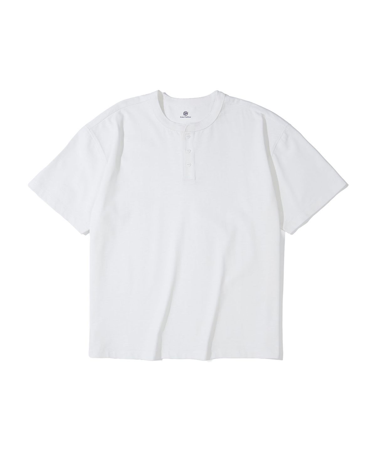 칼라파타르(KALAPATTHAR) HENLEY NECK SHORT-SLEEVED T-SHIRT - WHITE