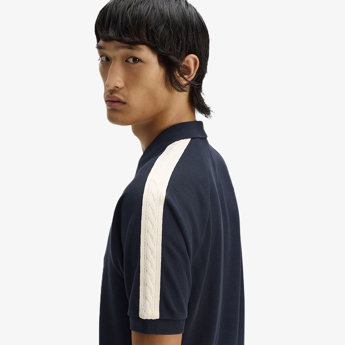 프레드페리(FRED PERRY) [Sharp] 케이블 테잎 폴로 셔츠 - 네이비 AFPM2612450-608
