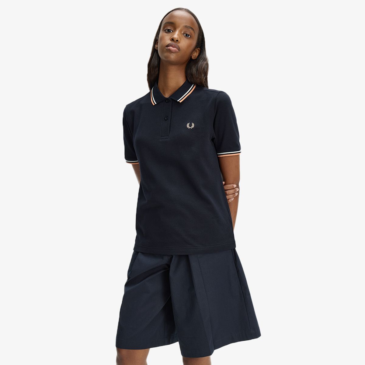 프레드페리(FRED PERRY) [G3600] 트윈 팁 프레드페리 셔츠 - 네이비/스노우화이트/피치 AFPF2613600-24C