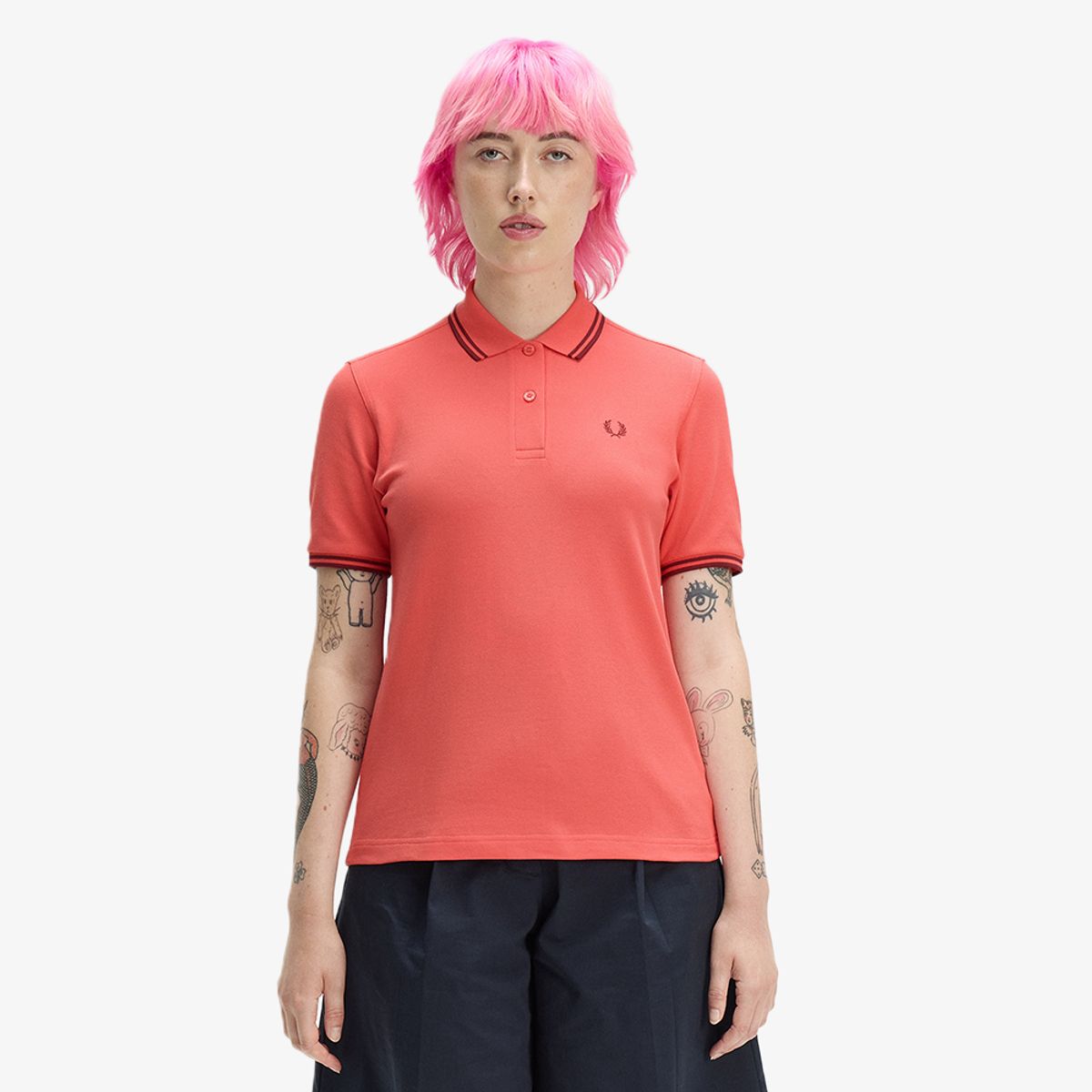 프레드페리(FRED PERRY) [G3600] 트윈 팁 프레드페리 셔츠 - 스트로베리크림/옥스블러드 AFPF2613600-22C