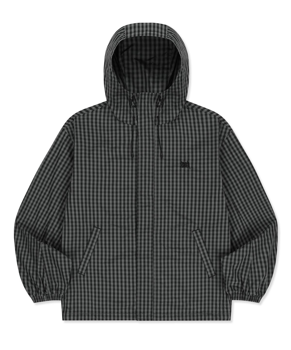 브라운브레스(BROWNBREATH) CHECK WINDBREAKER JACKET - BLACK