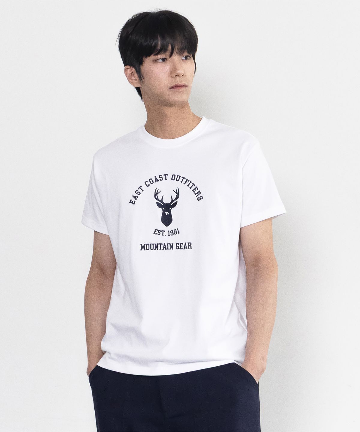 앨빈클로(ALVINCLO) REINDEER 패치 반팔티셔츠 AST3619 (4COLOR)