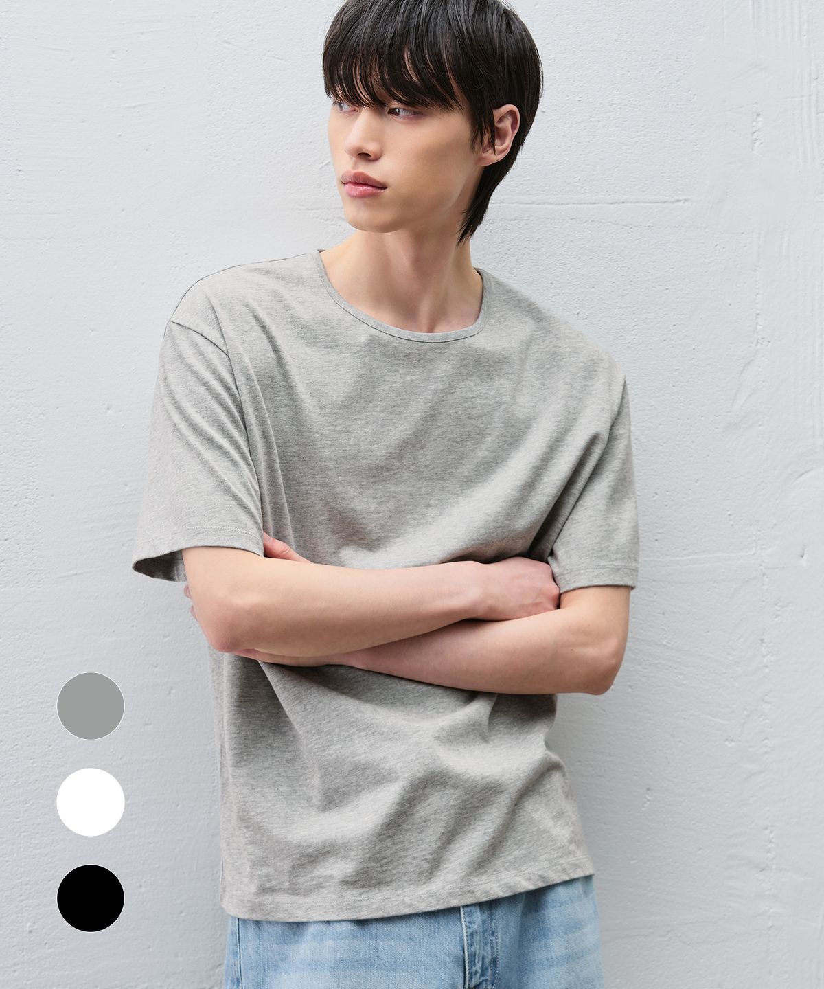 드로우핏(DRAW FIT) 미니멀 크루넥 하프 티셔츠 [3color]
