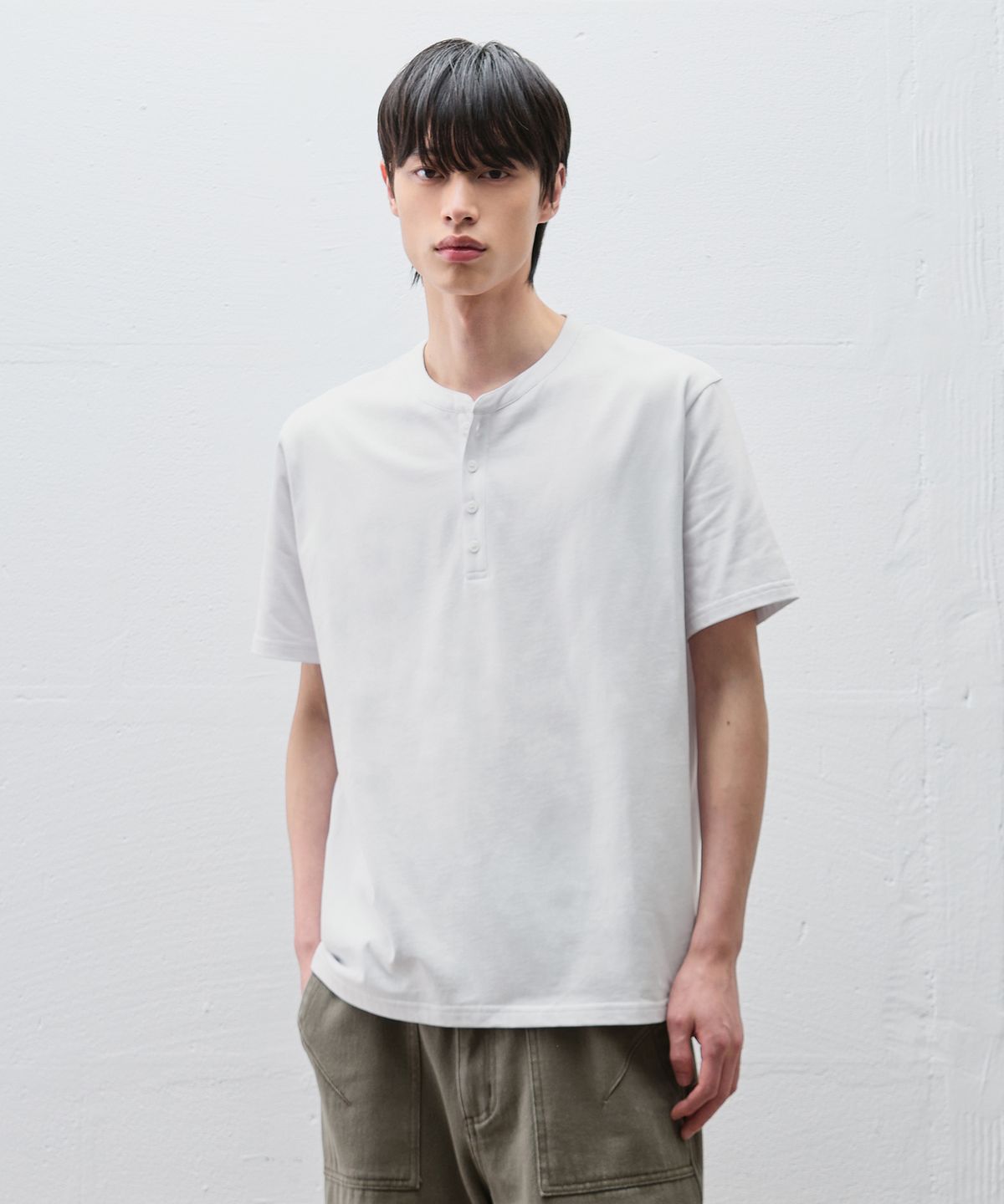 드로우핏(DRAW FIT) 코튼 헨리넥 하프 티셔츠 [3color]