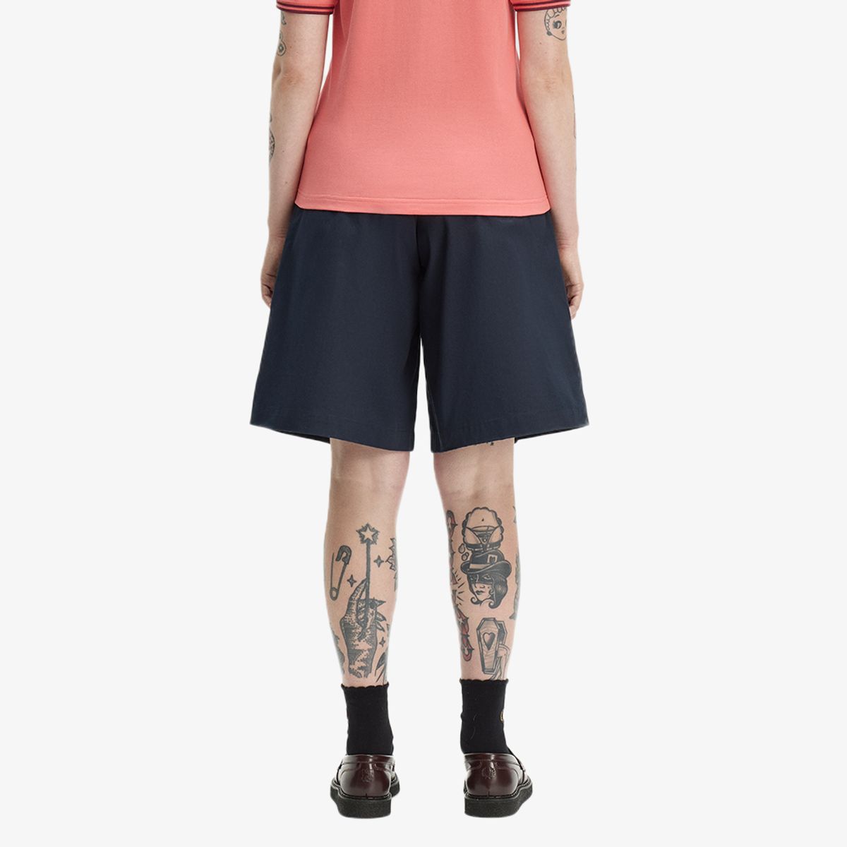 프레드페리(FRED PERRY) [Womens] 플리츠 쇼츠 - 네이비 AFPF2612102-608