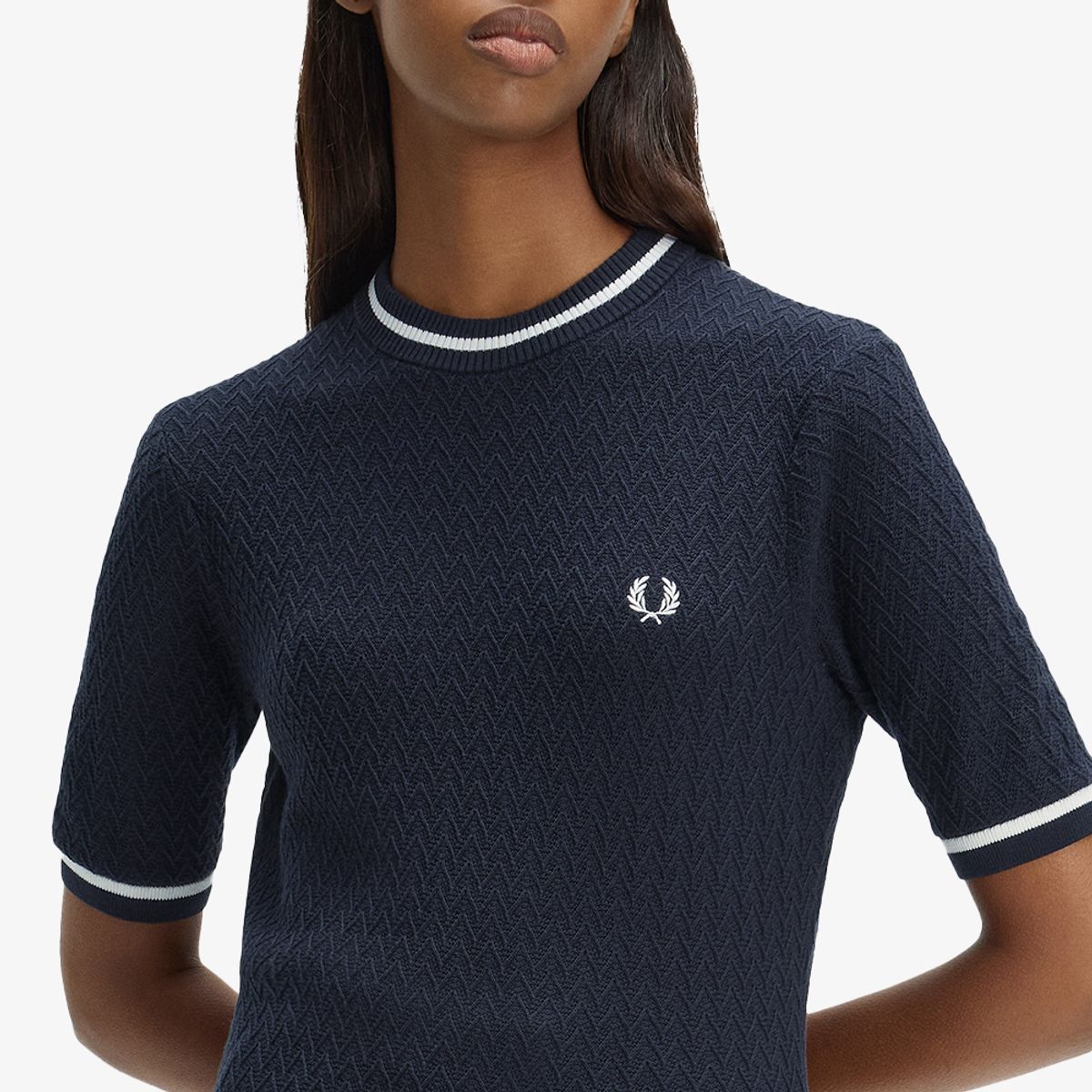 프레드페리(FRED PERRY) [Womens] 텍스쳐드 니트 탑 - 네이비 AFPF2612131-608