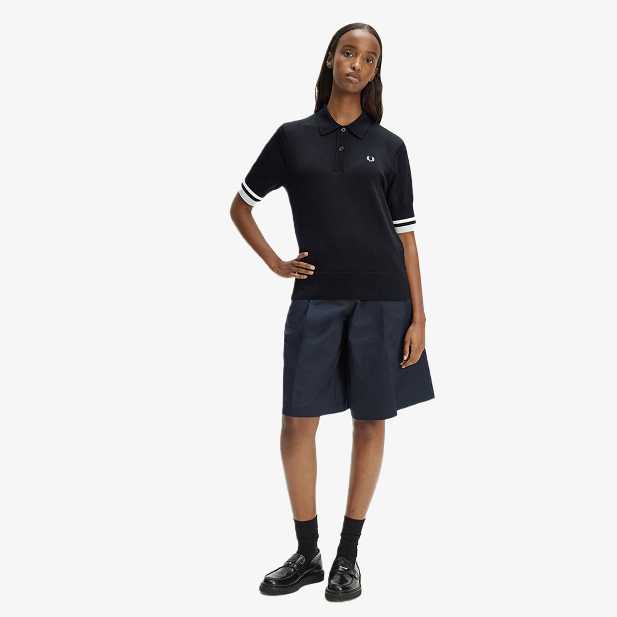 프레드페리(FRED PERRY) [Womens] 볼드 팁드 니트 셔츠 - 블랙 AFPF2612129-102