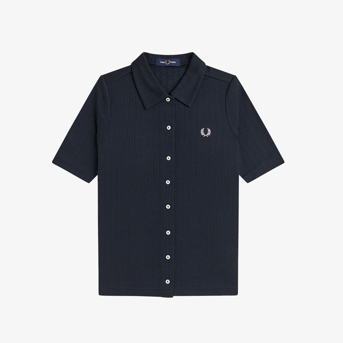 프레드페리(FRED PERRY) [Womens] 버튼 스루 시어 립 폴로 셔츠 - 네이비 AFPF2612185-608