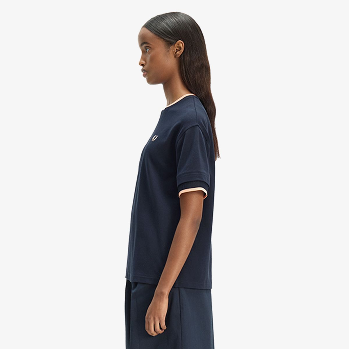 프레드페리(FRED PERRY) [Womens] 팁드 메쉬 피케 티셔츠 - 네이비 AFPF2612191-608