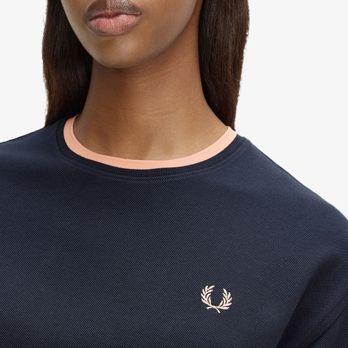 프레드페리(FRED PERRY) [Womens] 팁드 메쉬 피케 티셔츠 - 네이비 AFPF2612191-608