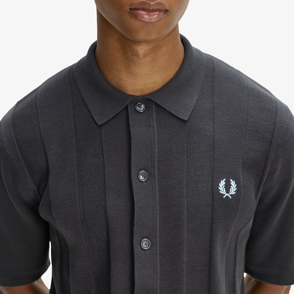 프레드페리(FRED PERRY) [Sharp] 토널 버티컬 스트라이프 니트 셔츠 - 앵커그레이 AFPM2612324-297