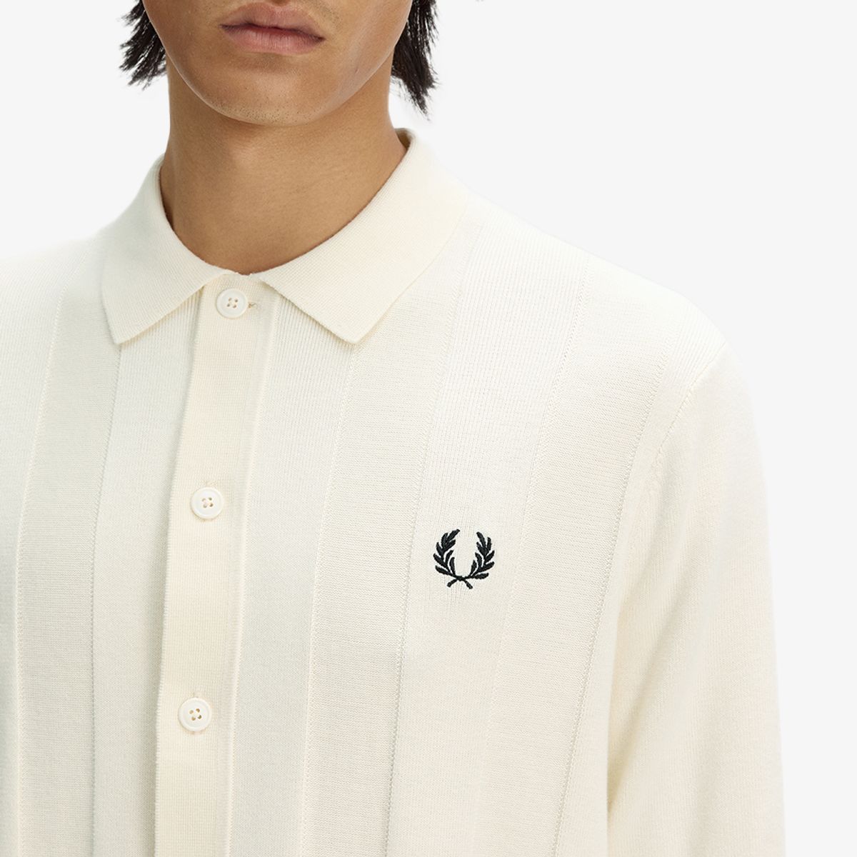 프레드페리(FRED PERRY) [Sharp] 토널 버티컬 스트라이프 니트 셔츠 - 에크루 AFPM2612324-560