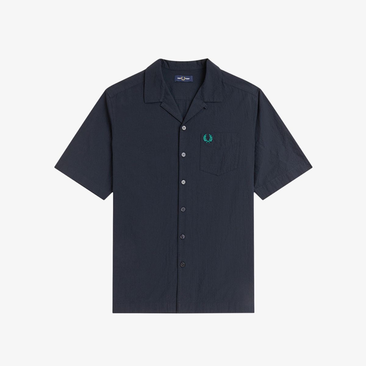 프레드페리(FRED PERRY) [Sharp] 시어서커 리비어 칼라 셔츠 - 네이비 AFPM2612471-608