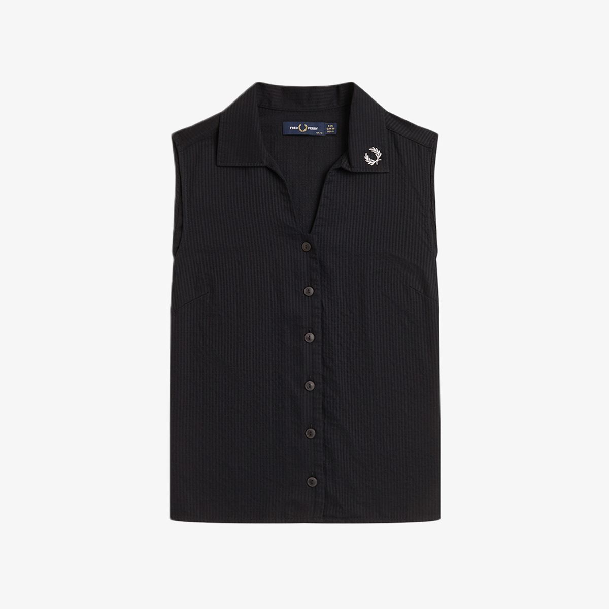 프레드페리(FRED PERRY) [Womens] 시어 스트라이프 슬리브리스 셔츠 - 블랙 AFPF2612186-102