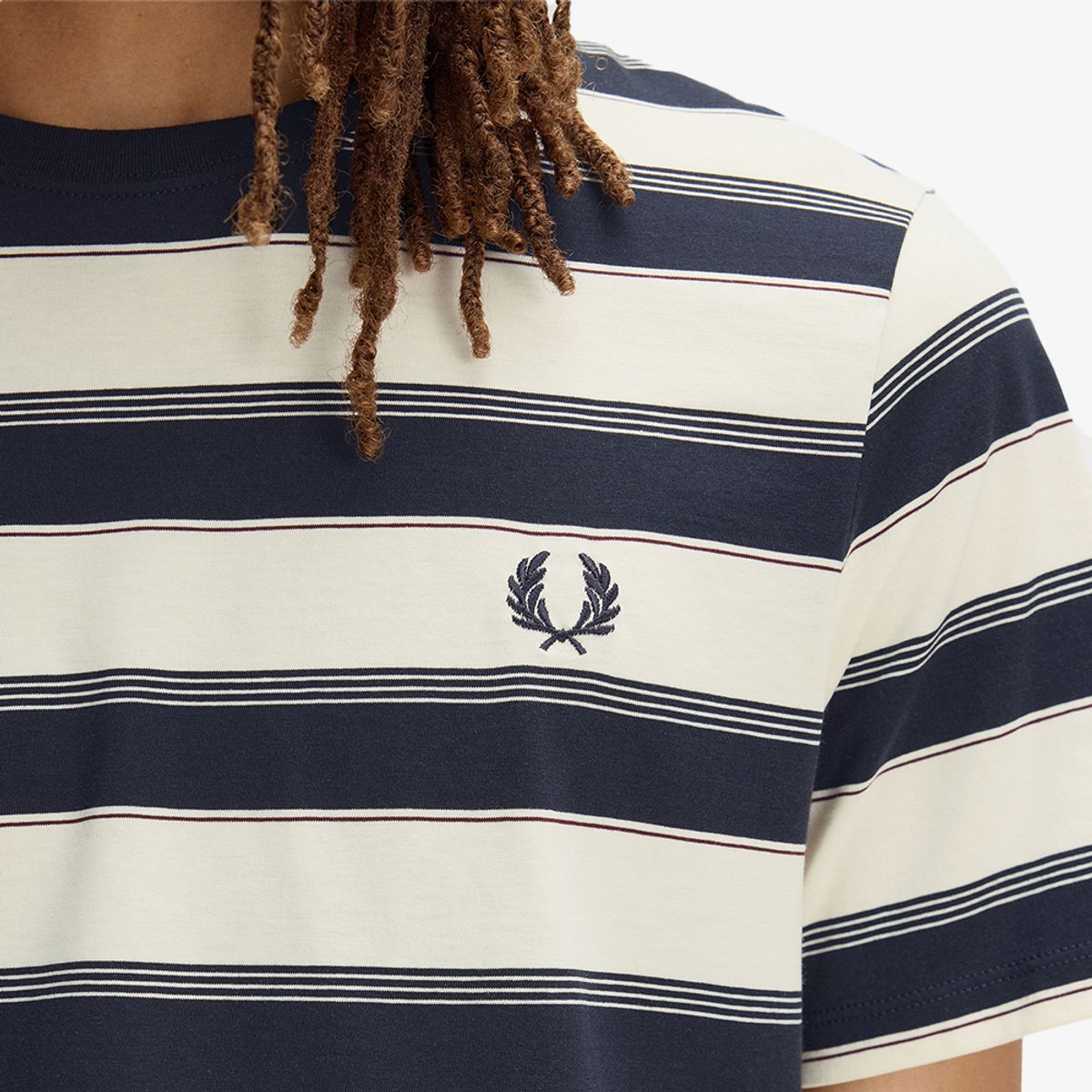 프레드페리(FRED PERRY) [Sport] 파인 스트라이프 티셔츠 - 네이비 AFPM2612409-608