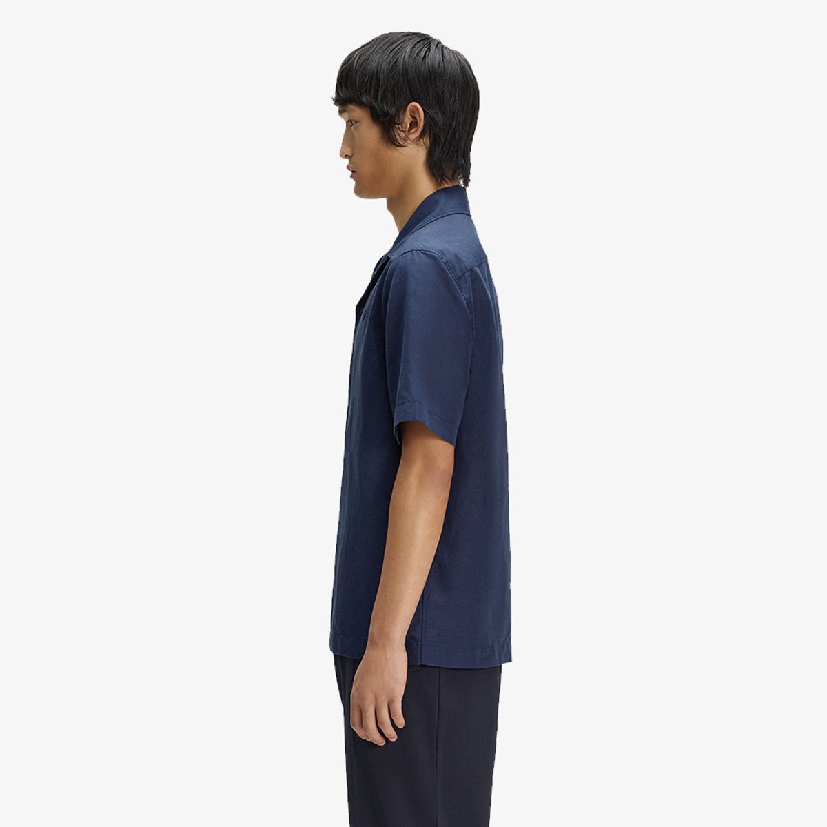 프레드페리(FRED PERRY) [Sharp] 리넨 블렌드 리비어 칼라 셔츠 - 다크 에어포스 AFPM2619894-738