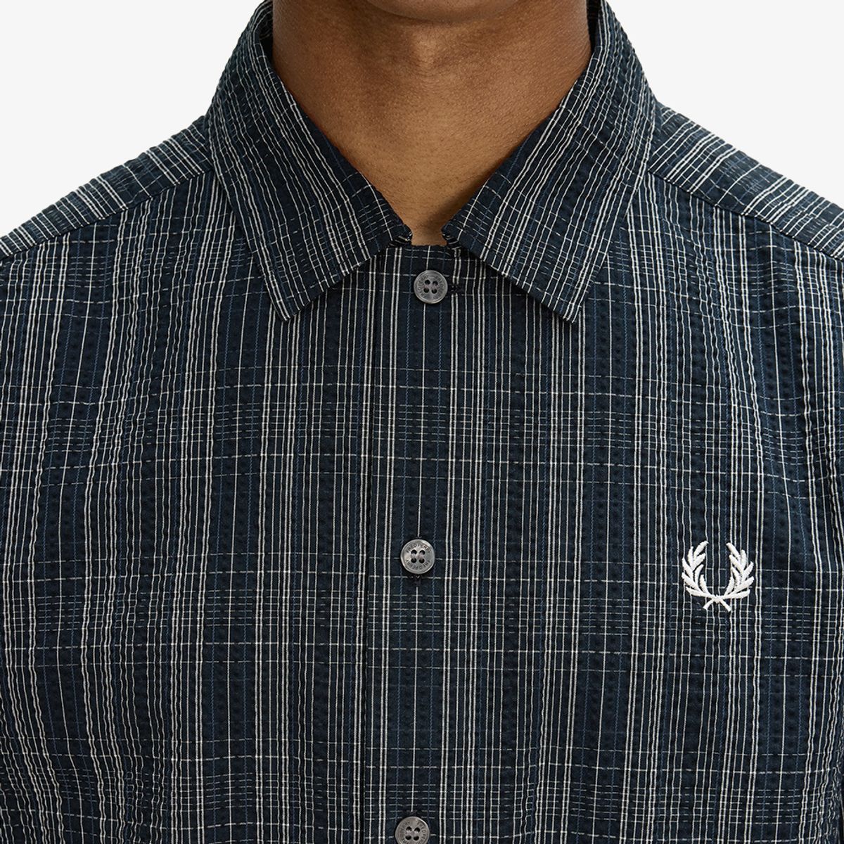 프레드페리(FRED PERRY) [Sharp] 시어서커 체크 셔츠 - 네이비 AFPM2612470-608