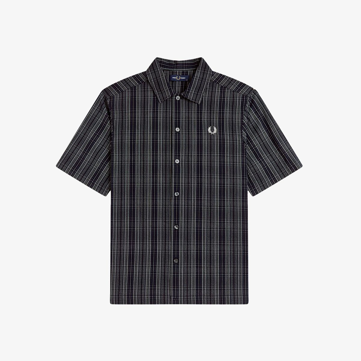 프레드페리(FRED PERRY) [Sharp] 시어서커 체크 셔츠 - 네이비 AFPM2612470-608