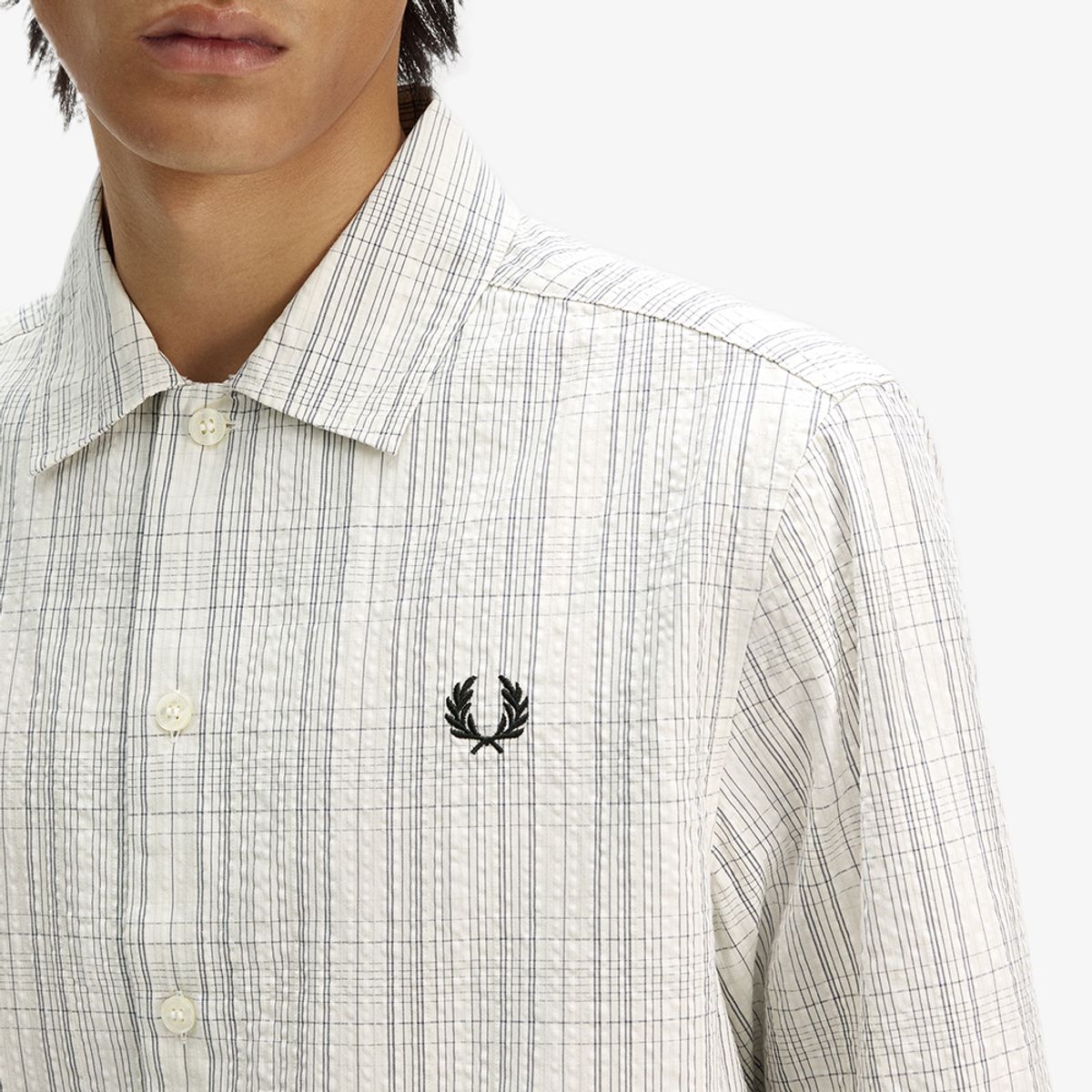프레드페리(FRED PERRY) [Sharp] 시어서커 체크 셔츠 - 에크루 AFPM2612470-560