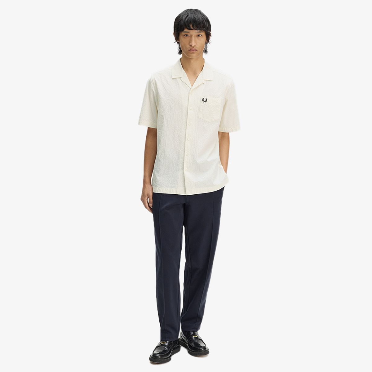 프레드페리(FRED PERRY) [Sharp] 시어서커 리비어 칼라 셔츠 - 에크루 AFPM2612471-560
